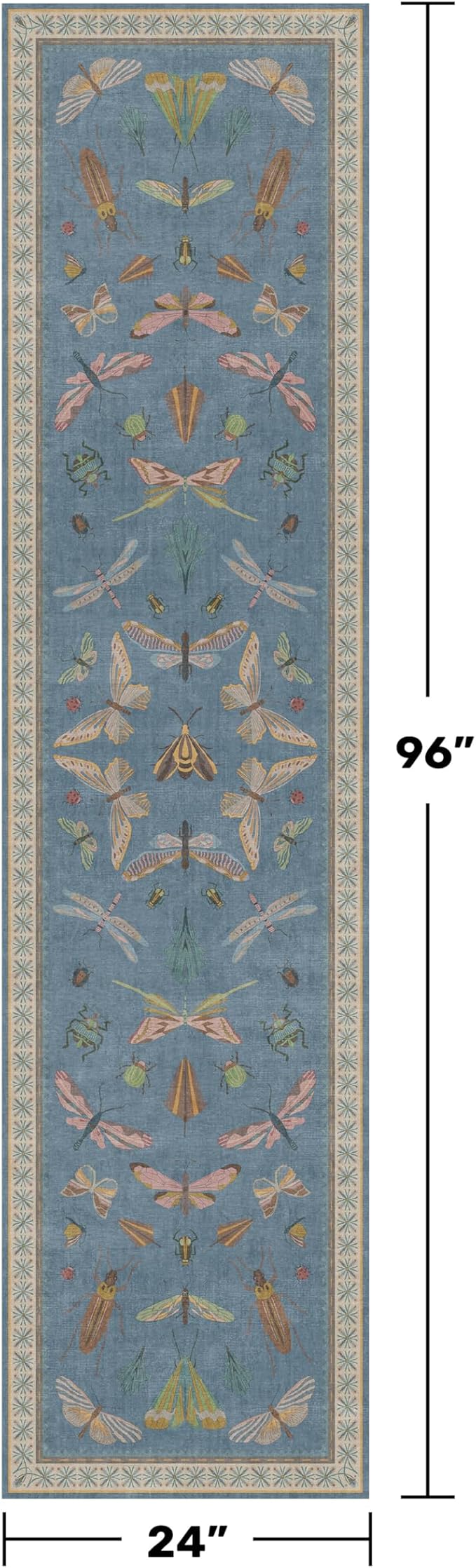 Hazo Haus Blue Boho Hallway Runner Rug 2x8, Washable Non Slip Rug - Image 2