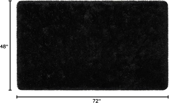 BENRON Fluffy Black Rugs for Living Room Bedroom 4x6, Soft Plush Fuzzy Shaggy - Image 2