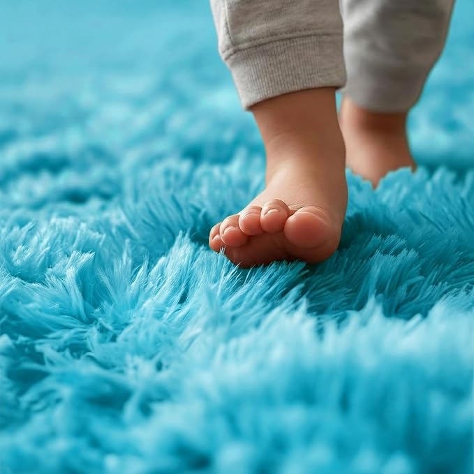 Amdrebio Blue Soft Round Rugs 4Ft - Image 4