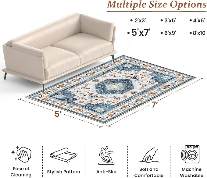 LuxStep Indoor-Outdoor Area Rug 5x7 Ft Washable Outside Rug Outdoor Carpet - Image 2