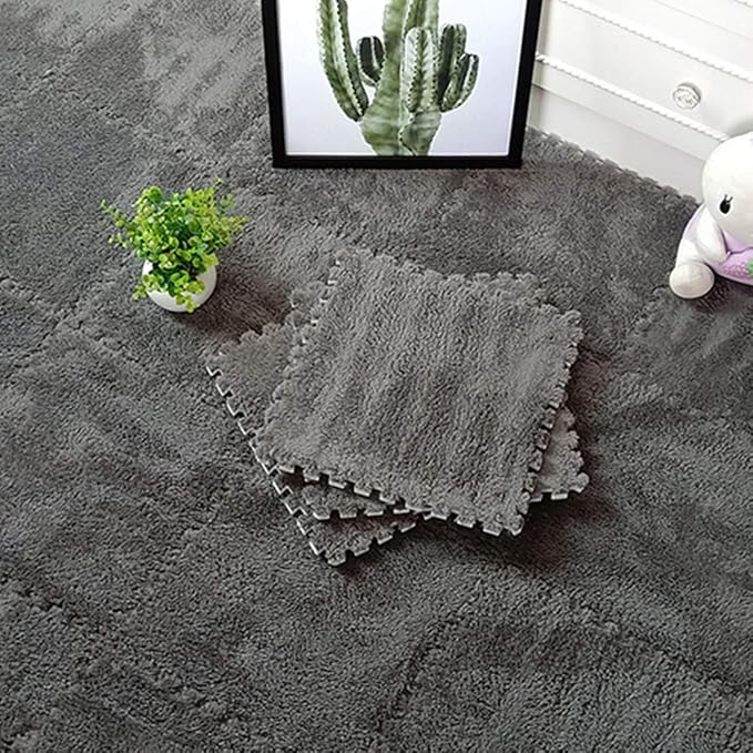 smabee Interlocking Carpet Shaggy Soft EVA Foam Mats Fluffy Area Rugs - Image 8