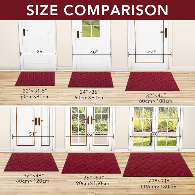 hicorfe Indoor Door Mat, Non Slip Door Mats, Absorbent Resist Dirt Entrance - Image 4