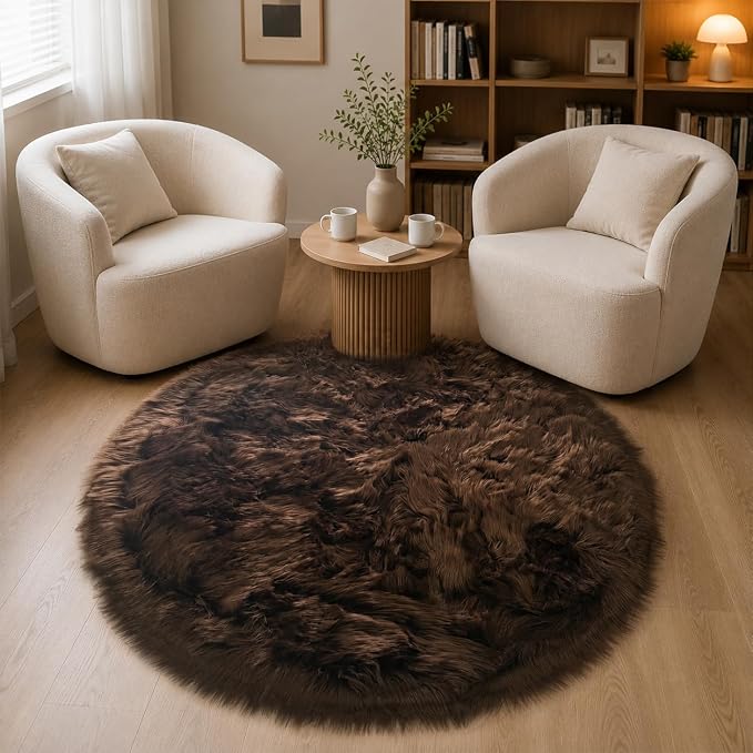 EasyJoy Faux Sheepskin Rug, Fluffy Faux Fur Rug, Ultra Soft Shag Area Rug - Image 2