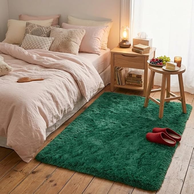 Mugorn 3x5 Rugs for Bedroom, Fluffy Dark Green Area Rugs for Living Room - Image 8