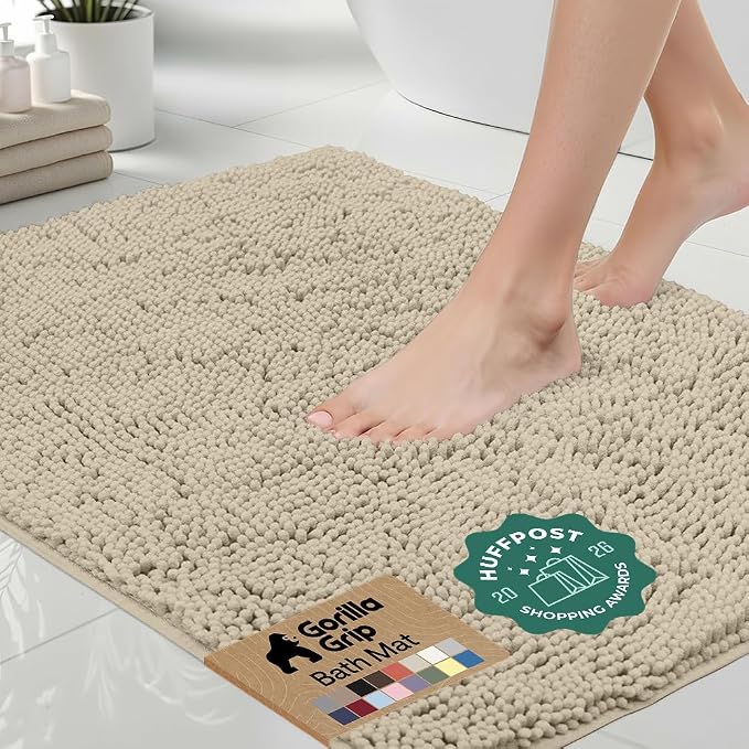 GORILLA GRIP Bath Rug Mat 36x24, Thick Soft Absorbent Chenille, Quick Dry by Unknown