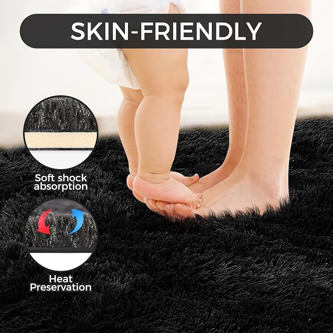 Ultra Soft Rug for Living Room, 6X9 Fluffy Shag Area Rug for Bedroom, Modern - Image 8