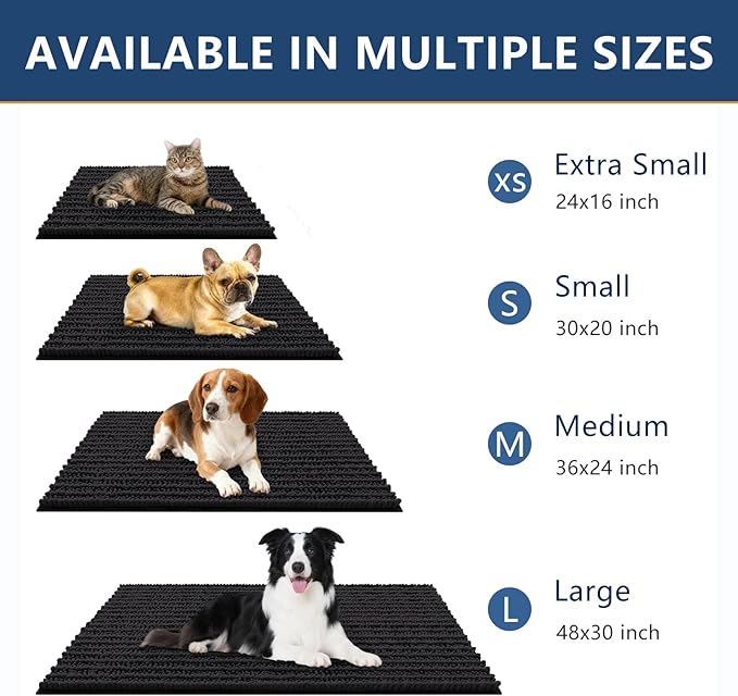 Smiry Dog Door Mat for Muddy Paws 40x32, Absorbent Dirt Trapper, Non-Slip - Image 3