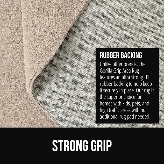 GORILLA GRIP Slip Resistant Soft Washable Stain Resistant Area Rug, Plush Thick - Image 3