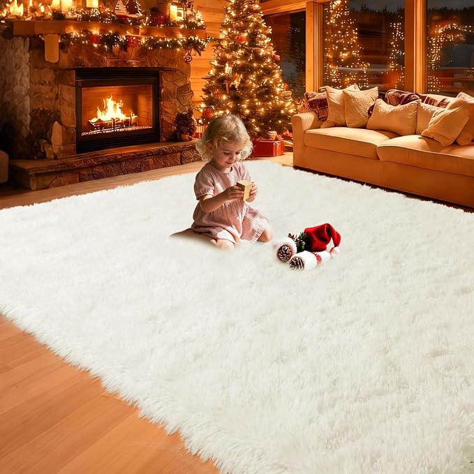 5x7 Plush Fluffy Area Rugs, Large Soft Carpet, Upgraded Non-Slip Rectangular Rug - Image 2