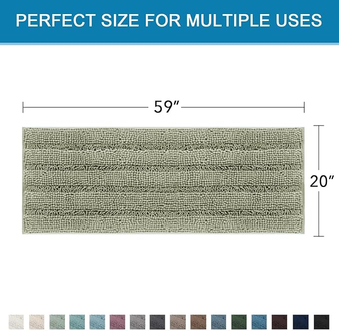 H.VERSAILTEX Bath Rugs for Bathroom Non Slip Bath Mats Thick Chenille Striped - Image 2