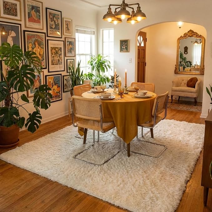 Mugorn 5x7 Rugs for Living Room, Large Fluffy Cream White Area Rugs for Bedroom - Image 9