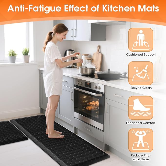 TranquilRelax 4/5 Inch Thick Anti-Fatigue Kitchen Mats 2Pcs, Cushioned Non-Slip - Image 4
