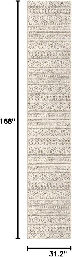 KUTA Boho Runners for Hallways 2.6x14 ft Moroccan Beige Washable Long Hall - Image 2