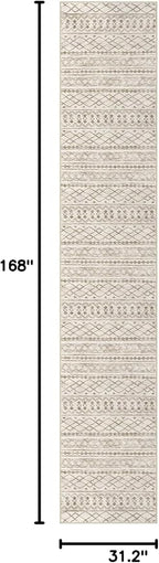 KUTA Boho Runners for Hallways 2.6x14 ft Moroccan Beige Washable Long Hall - Image 2