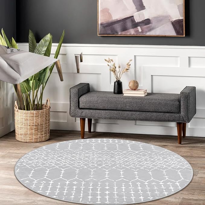 Lahome Moroccan Washable Round Rug 4Ft Round Area Rugs - Image 8