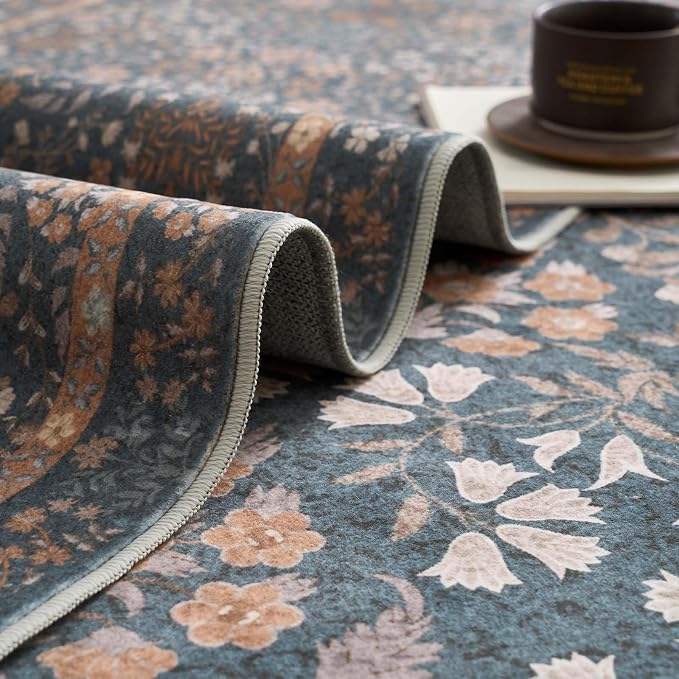 jinchan Zenith Floral Runner Rug 2x6 Washable Kitchen Runner Non-Slip Low-Pile - Image 8