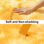 Soft Runner Rugs for Bedroom Hallways, 2x4 Tie-Dyed Yellow Fluffy Shag Throw - Image 4