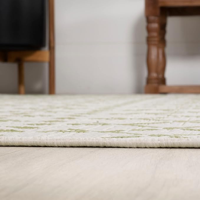 JONATHAN Y Moroccan Geometric Indoor Outdoor Area Rug 8X10 Cream/Green - Image 7