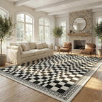 GarveeHome 8x10 Washable Rug Bedroom Rug Mdoern Checkered Non-Slip Throw by GarveeHome