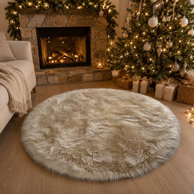 EasyJoy Faux Sheepskin Rug, Fluffy Faux Fur Rug, Ultra Soft Shag Area Rug - Image 4