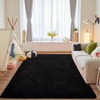 4x6 Black Washable Area Rug for Bedroom, Modern Geometric Shag Non-Slip Living - Image 7