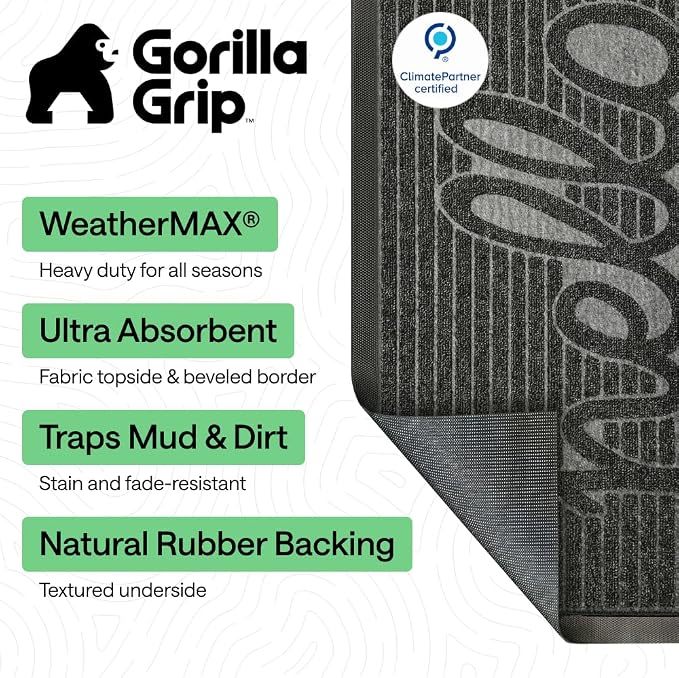 GORILLA GRIP 100% Waterproof All-Season WeatherMAX Doormat 35x23, US Designed - Image 2