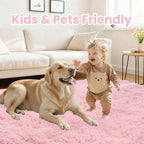 4x6 Area Rugs for Living Room Rug: Soft Fluffy Shag Pink Rugs for Bedroom - Image 4
