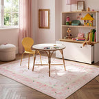 LIVEBOX 5x7 Soft Nursery Rug for Baby Girl, Light Pink Rug Non-Slip Faux Wool - Image 4