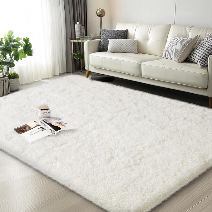 Mugorn 3x5 Rugs for Bedroom, Large Fluffy Cream White Area Rugs for Living Room by MUGORN