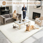 BENRON Fluffy Rugs for Living Room 5x7 Cream White, Washable Large Area Rugs - Image 2