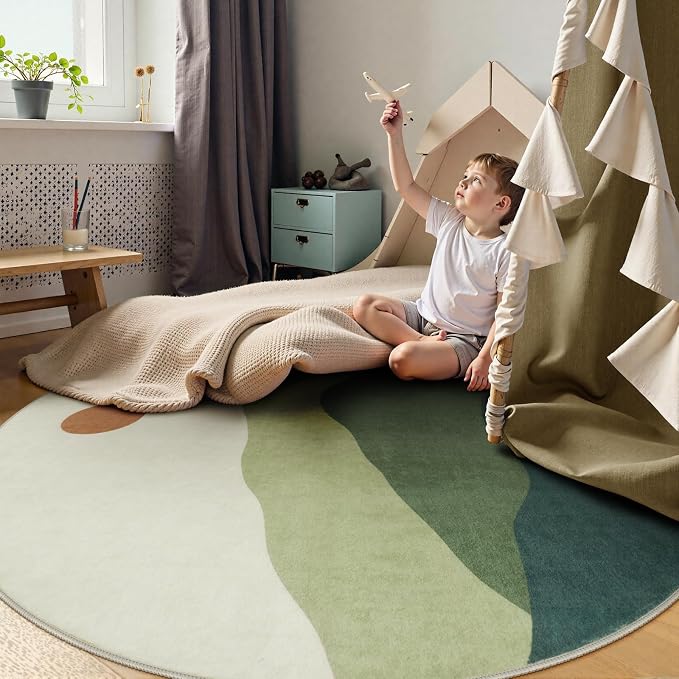 6ft Round Rugs for Living Room, Soft Washable Non-Slip Large Circle Rug - Image 6