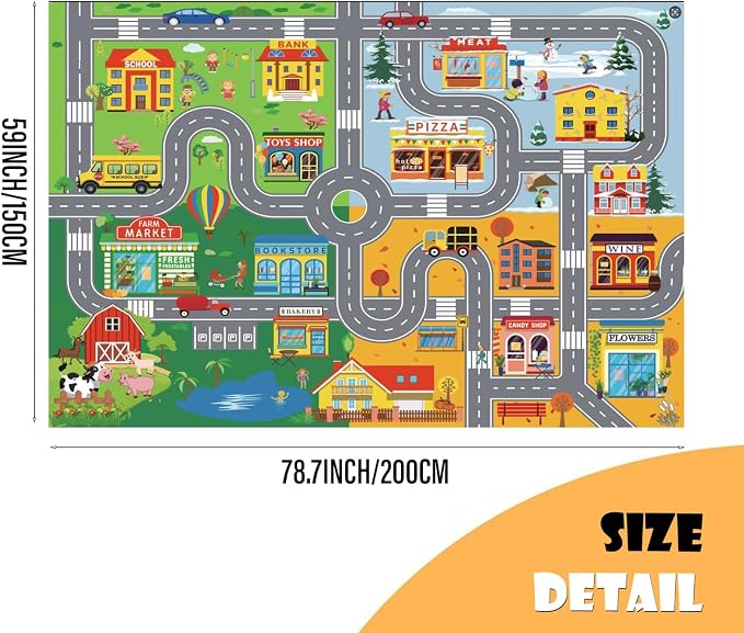 Car Rugs for Kids Toy Cars, Kids Play Rug - Image 2