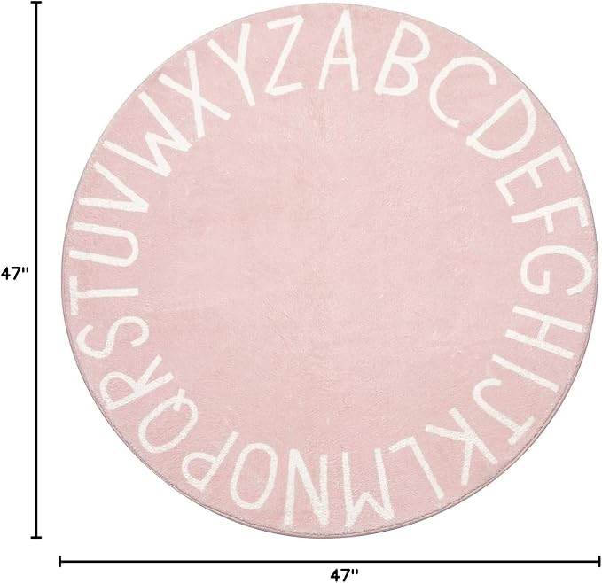 Topotdor Round Kids Play Rug Alphabet Nursery Area Rug Extra Large Soft - Image 3