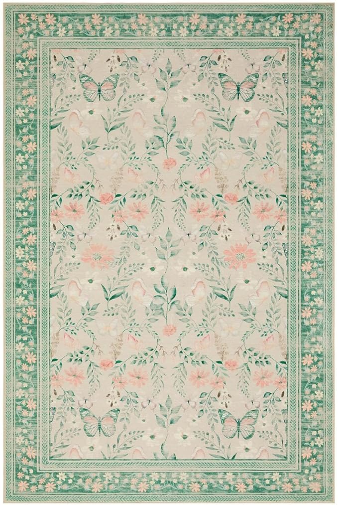 Rugxara Floral Rug for Living Room Bedroom, 8x10 Washable Rug, Large Non Slip - Image 4