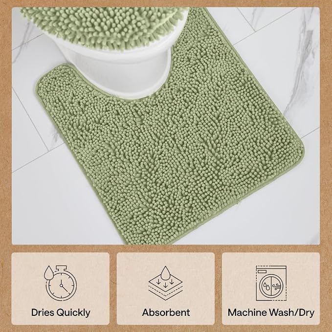 GORILLA GRIP Plush Absorbent Shaggy Chenille Bath Rug Mat - Image 7