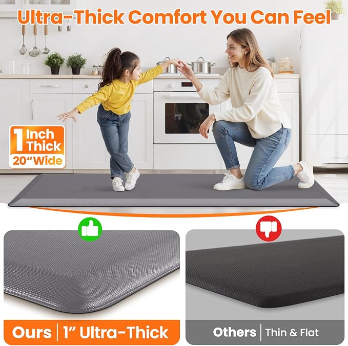 Kitchen Mats for Floor, 1 Inch Extra-Thick Kitchen Rugs, Non-Slip & Waterproof - Image 6