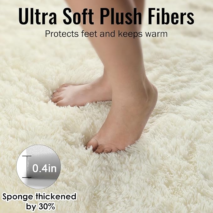 PAGISOFE Ultra Soft Area Rugs for Living Room 6x9 Ft, Cream White Soft Fuzzy - Image 6