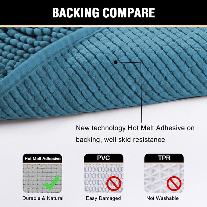 H.VERSAILTEX Bath Mat for Bathroom Non Slip Luxury Chenille Ultra Soft Bath - Image 6