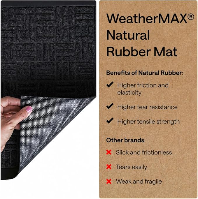 GORILLA GRIP 100% Waterproof All-Season WeatherMAX Doormat, US Designed Natural - Image 6