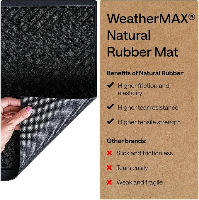 GORILLA GRIP 100% Waterproof All-Season WeatherMAX Doormat US Designed Natural - Image 6