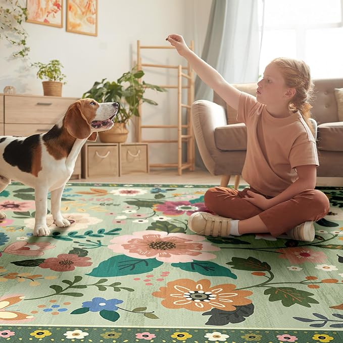 RELEANY Floral 2x8 Area Rugs Washable Print Boho Cute Carpet Non Slip Flower - Image 9