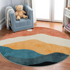 5 ft Abstract Round Rugs for Bedroom, Washable Non-Slip Circle Rug, Soft - Image 6