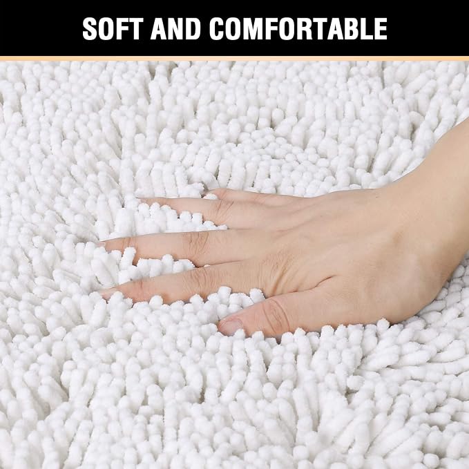 H.VERSAILTEX Pure White Bath Rug Super Soft Microfiber Non Slip Mat Absorption - Image 4