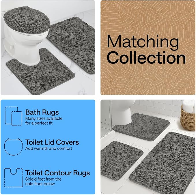 GORILLA GRIP Bath Rug Mat 44x26, Soft Absorbent Chenille, Quick Dry Microfiber - Image 8