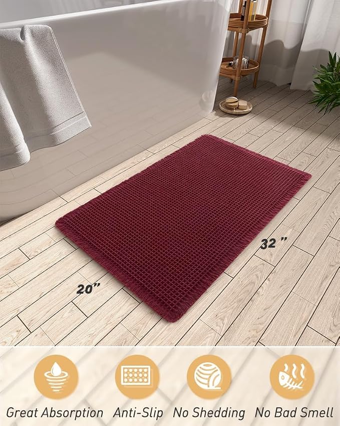 AMOAMI Upgraded Waffle Bath Mat, Super Absorbent Non Slip Bath Mats - Image 2