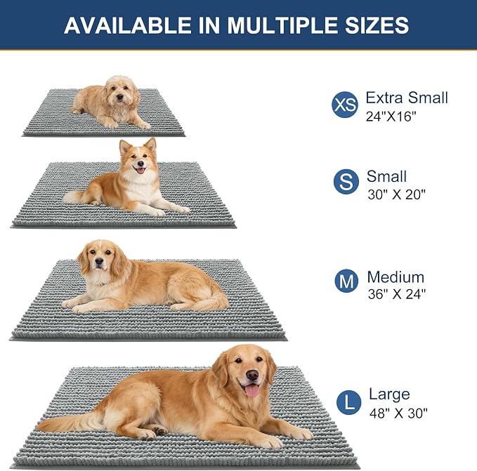 OLANLY Dog Door Mat for Muddy Paws 30x20, Ultra Absorbent Chenille Mud Doormat - Image 2