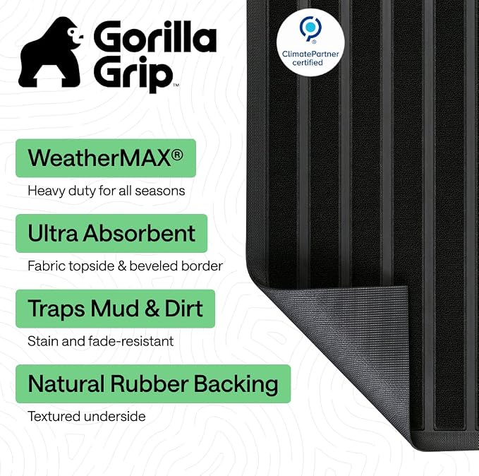 GORILLA GRIP 100% Waterproof All-Season WeatherMAX Doormat US Designed Natural - Image 2