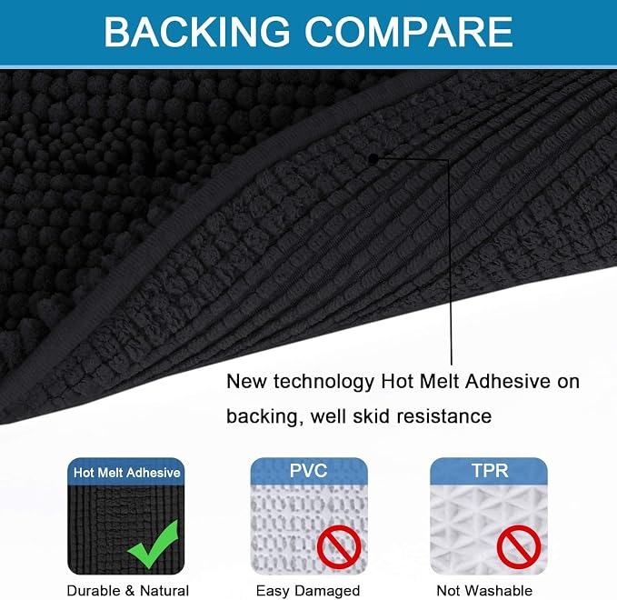 H.VERSAILTEX Bathroom Rugs Bath Rugs Non Slip Bath Mats Extra Thick Chenille - Image 4
