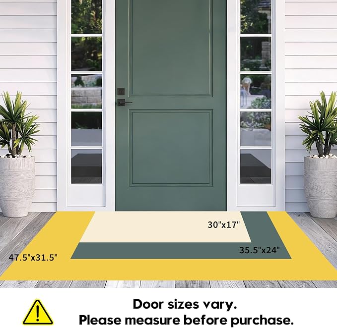Front Door Mat, Heavy Duty Non-Slip Rubber Dirt Trapper, Quick-Dry Low-Profile - Image 5