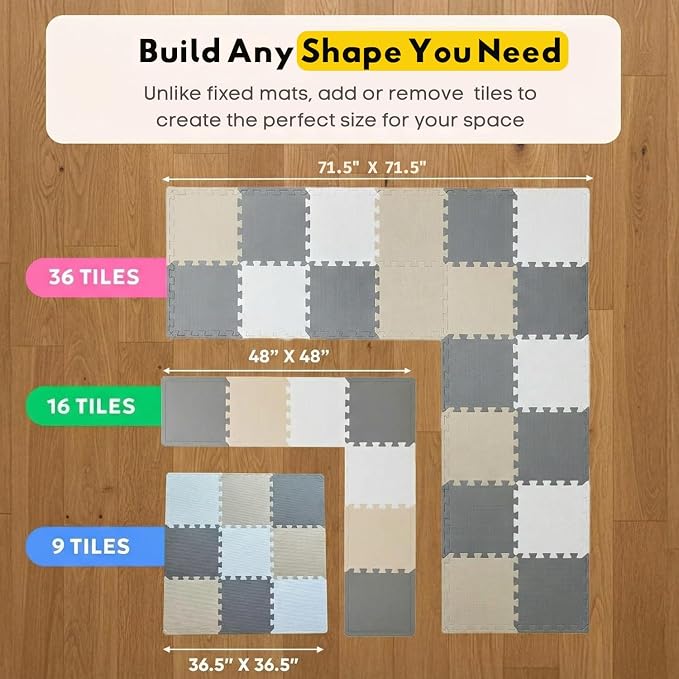 MioTetto Baby Play Mat, Comfortable Playtime Mat – Portable Foam Floor Tiles - Image 2